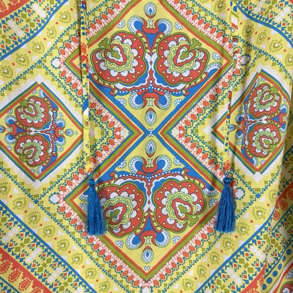 Coolibar Oceanside Tunic Dress Women XL UPF50+ Sun Protection Yellow Geo Paisley - Picture 7 of 12